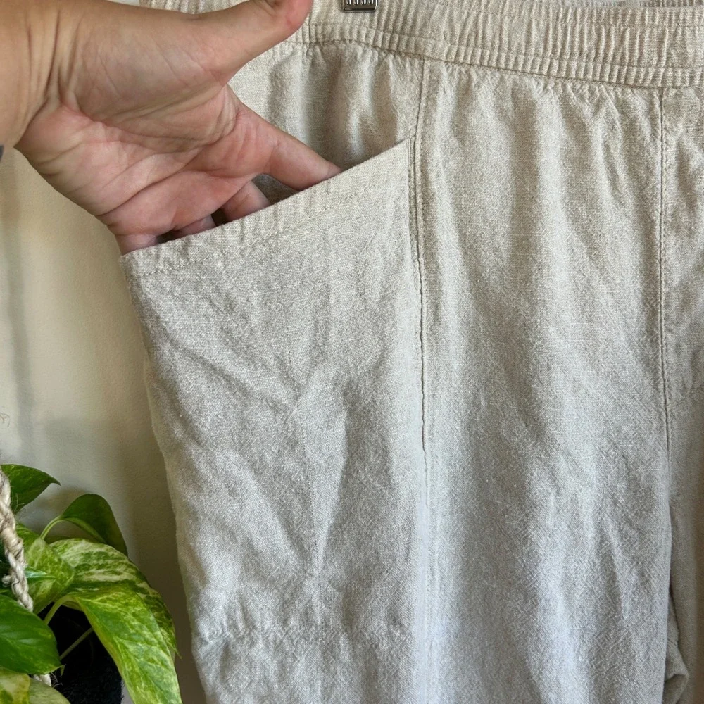 Old Navy Mens XL Oatmeal Beige Linen Blend Elastic Waist Jogger Pants